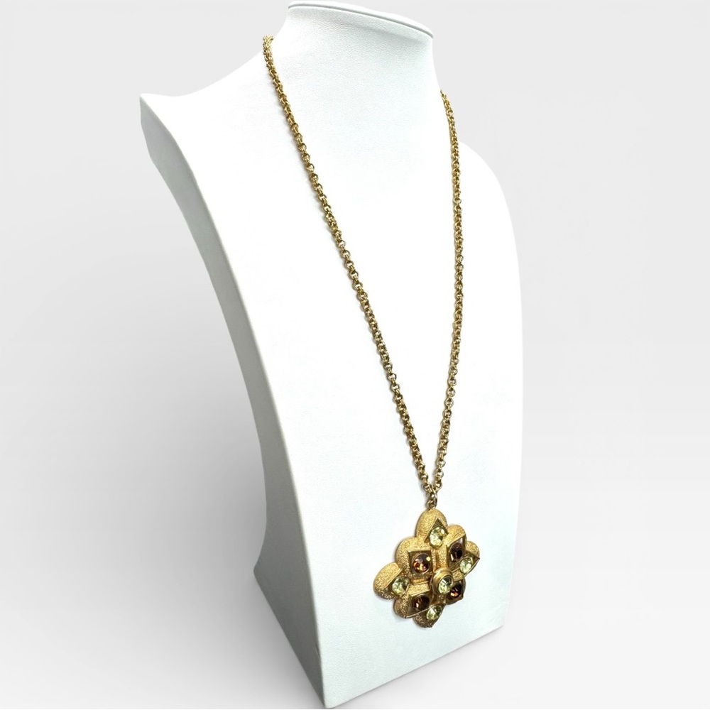 SARAH COVENTRY Vintage “Starburst" Peridot & Topaz Crystal Pendant Necklace - Picture 8 of 13